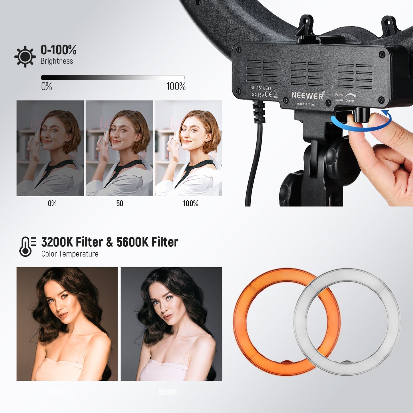 NEEWER RL-18 New Version 18 Inch LED Ring Light